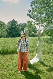 Nikki Chasin x The House That Lars Built Juli Puff Sleeve Top in Licorice Astrid Weave
