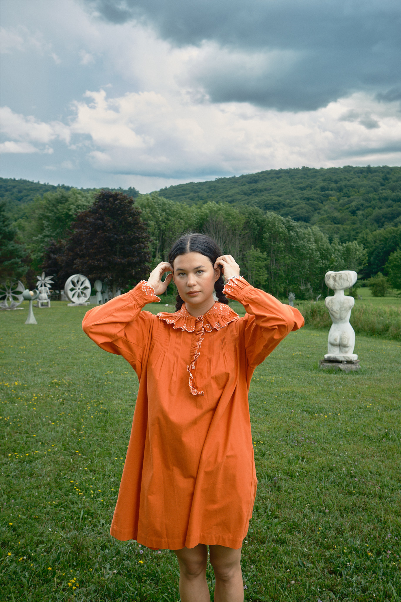 Dolly Embroidered Mini Dress- Persimmon/Vanilla