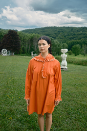 Dolly Embroidered Mini Dress- Persimmon/Vanilla