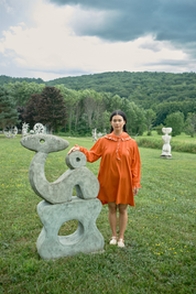 Dolly Embroidered Mini Dress- Persimmon/Vanilla