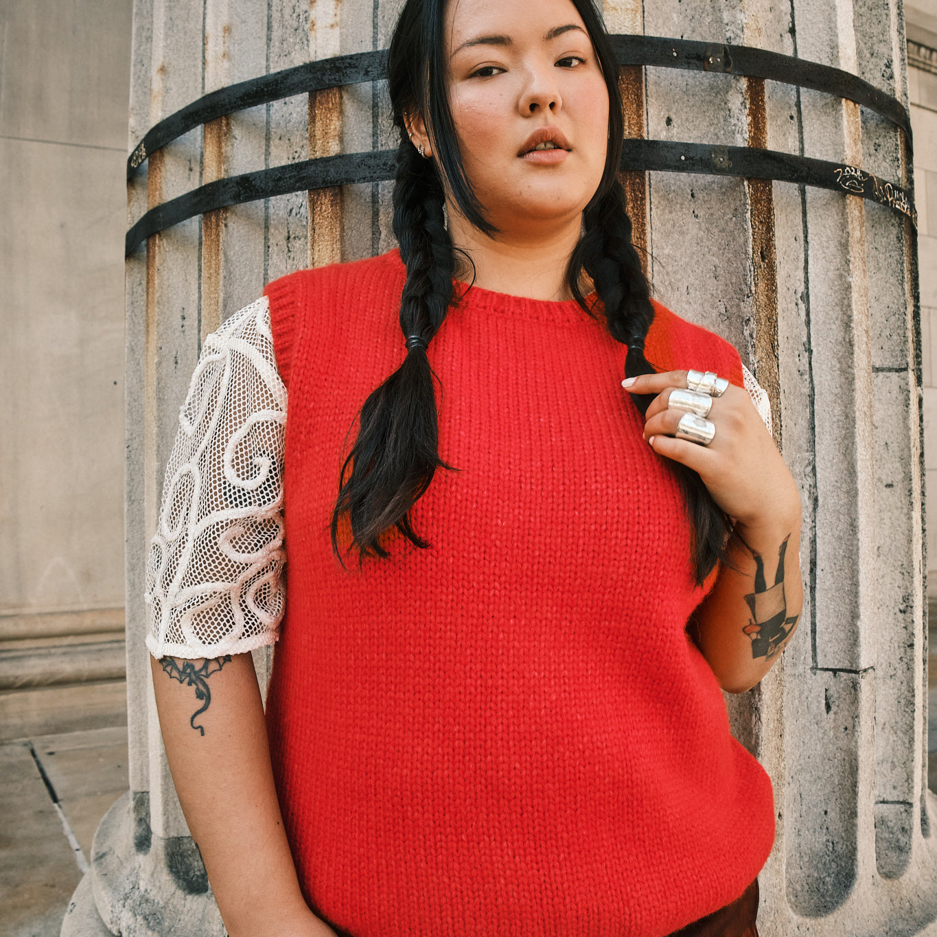 Sabine Alpaca Sweater Vest - Habanero