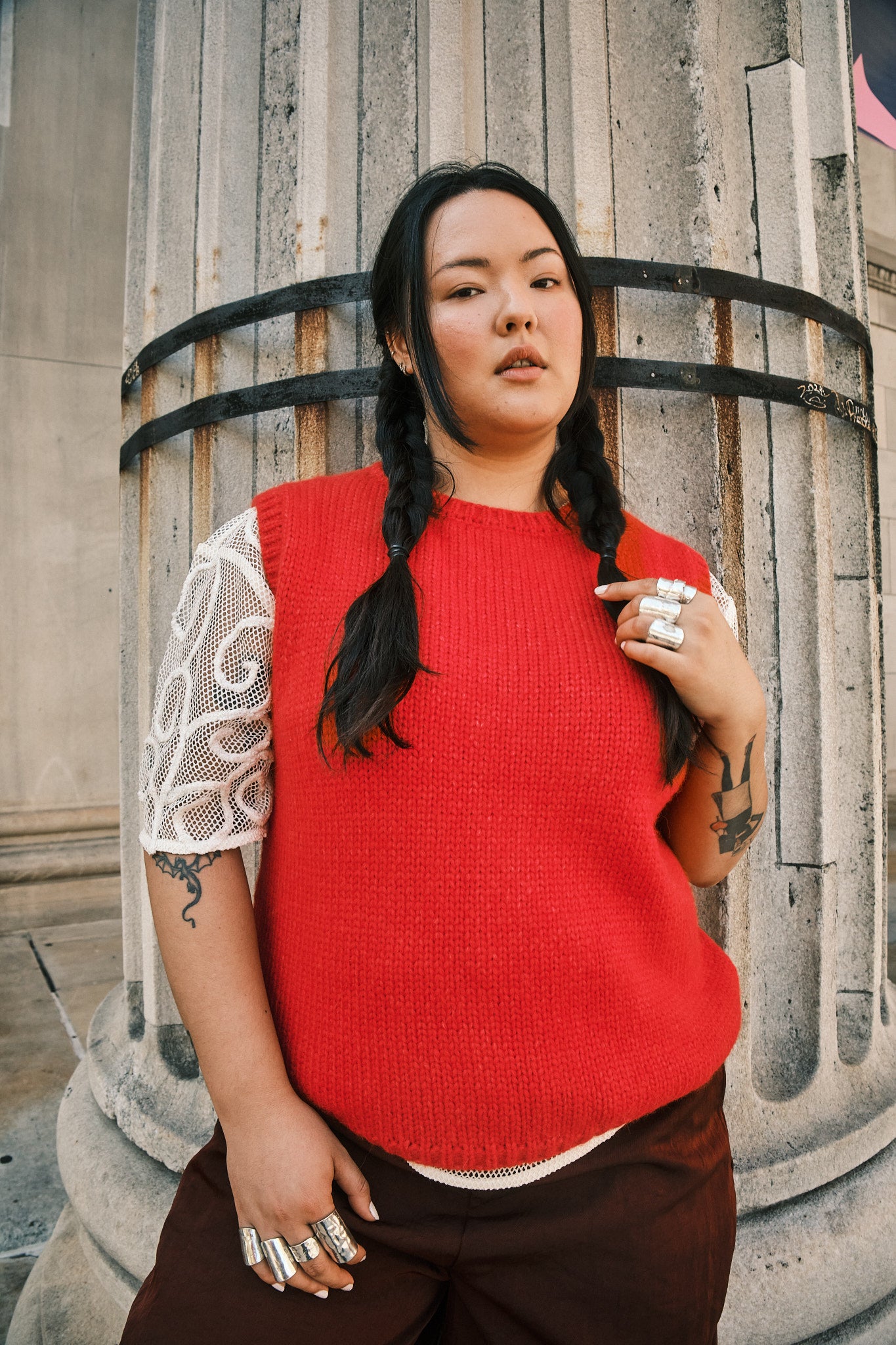 Sabine Alpaca Sweater Vest- Habanero