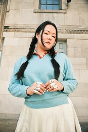 Klein Tipped Polo Cotton/Cashmere - Sky/Poppy