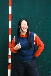 Sabine Alpaca Sweater Vest- Navy Colorblock