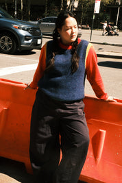 Sabine Alpaca Sweater Vest- Navy Colorblock