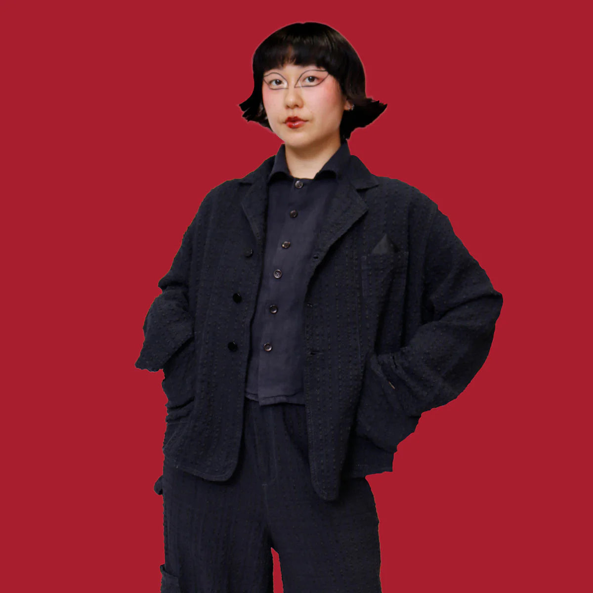 Dinner Jacket - Black Sesame Rayon