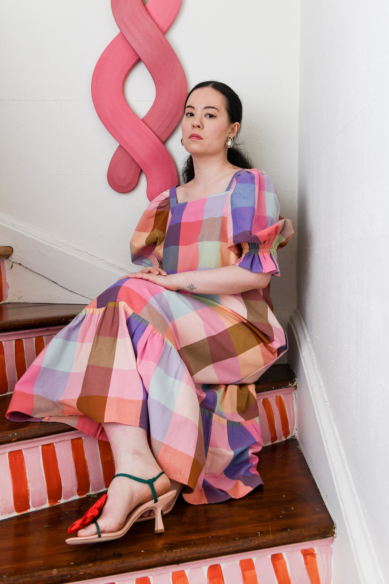 Nikki Chasin X The House That Lars Built Zoom Dress In Plaid, In Midsommar, Size Xs