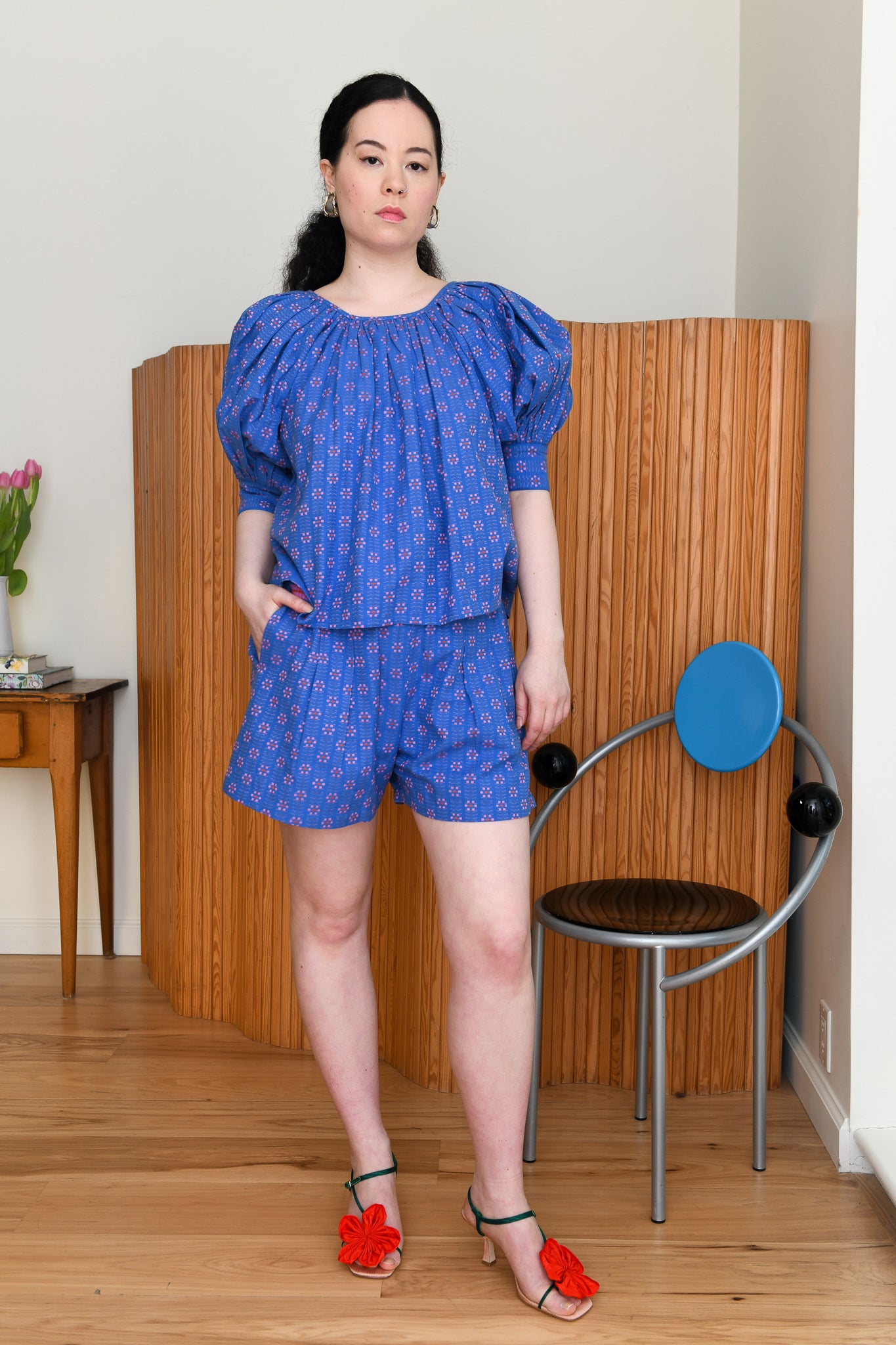 Nikki Chasin x The House That Lars Built Camper Short in Cobalt Karin Floral