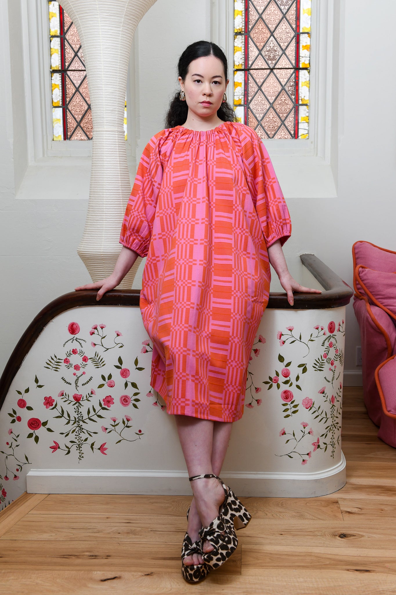 Nikki Chasin x The House That Lars Built Ballad Dress in Red/Pink Astrid Weave