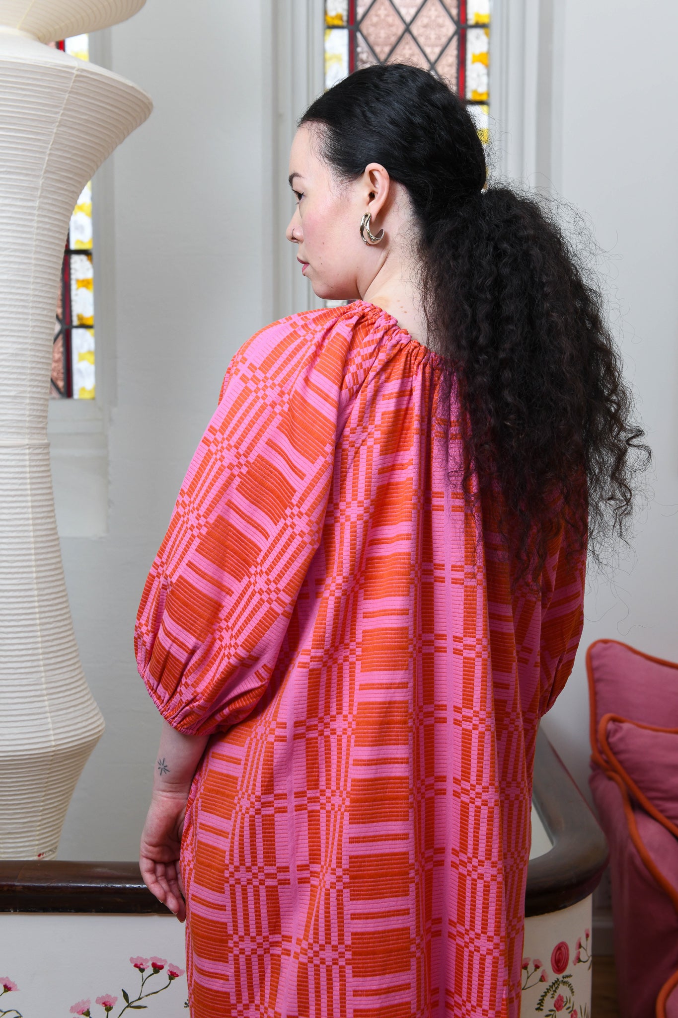 Nikki Chasin x The House That Lars Built Ballad Dress in Red/Pink Astrid Weave