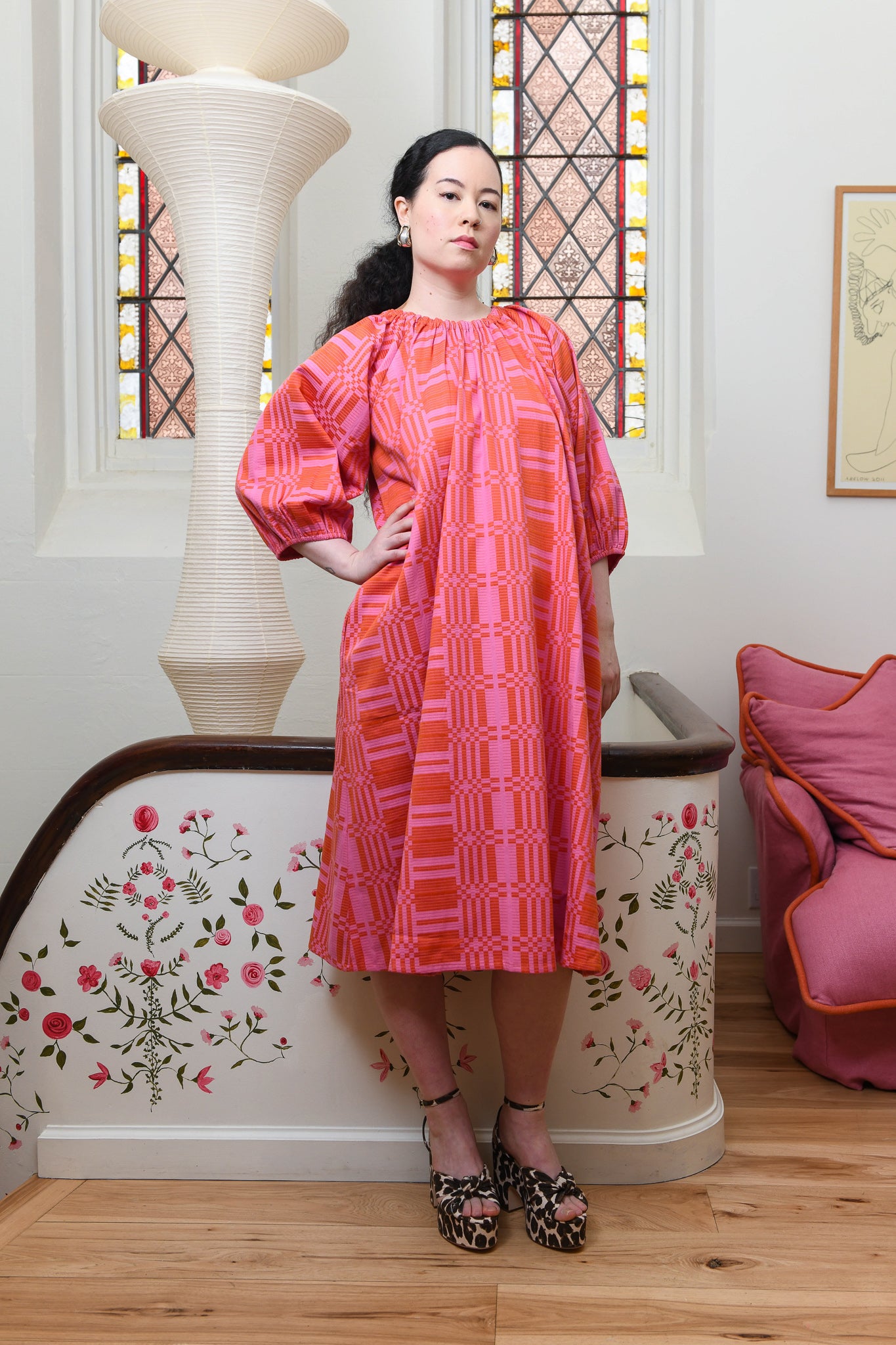 Nikki Chasin x The House That Lars Built Ballad Dress in Red/Pink Astrid Weave