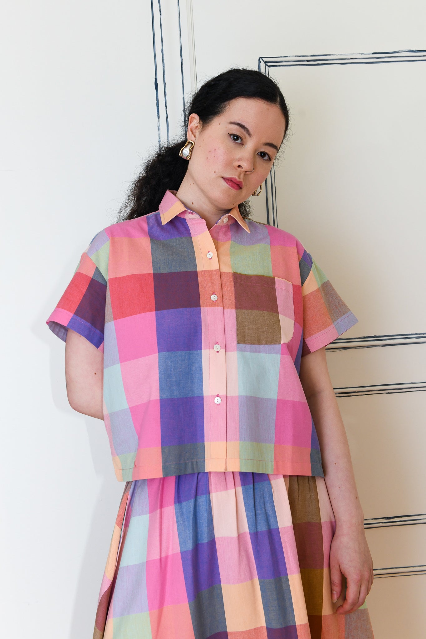 Nikki Chasin x The House That Lars Built Corso Button Down in Midsommar Plaid