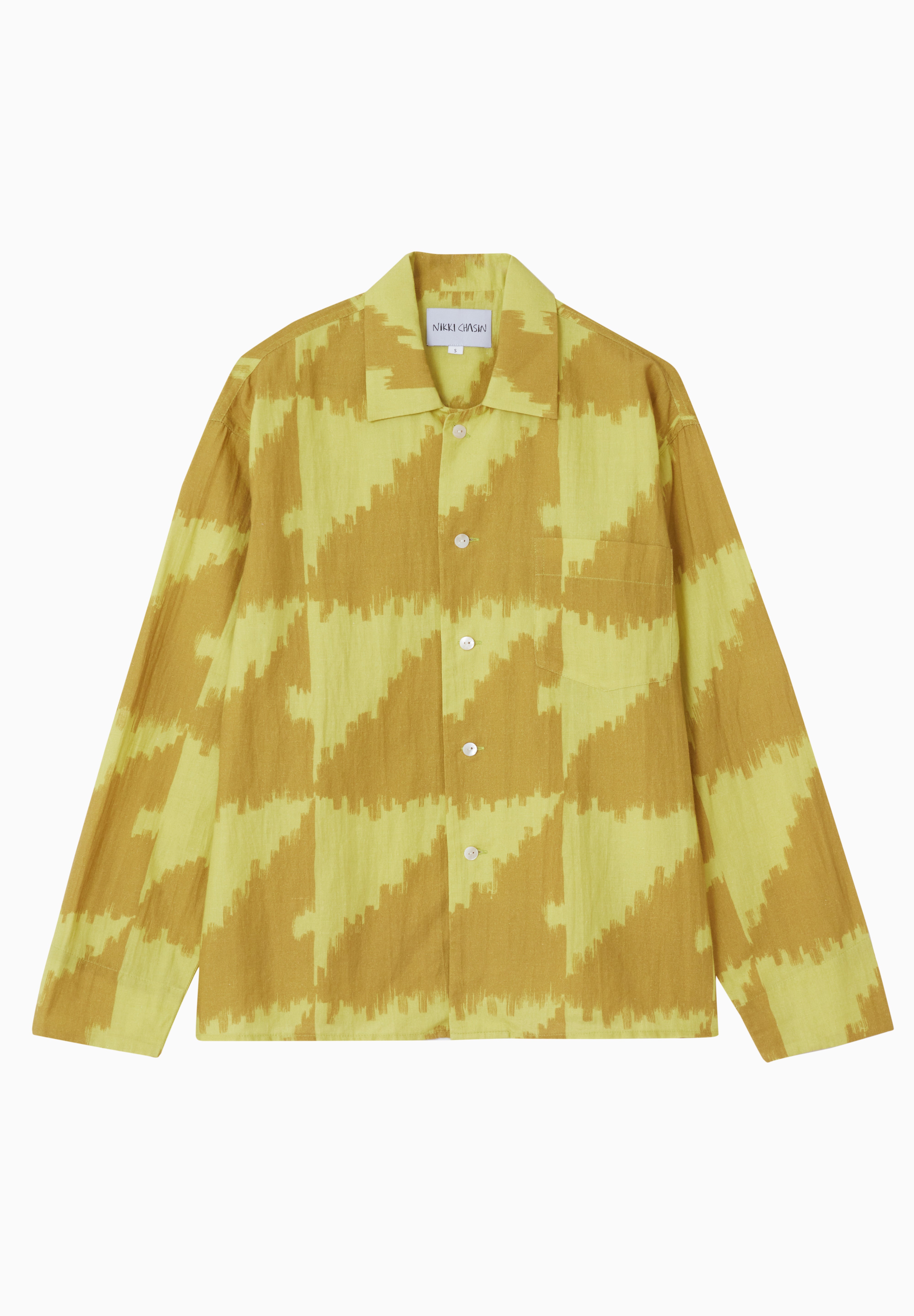 Homer Buttondown Cotton/Linen - Houndstooth Yellow Multi