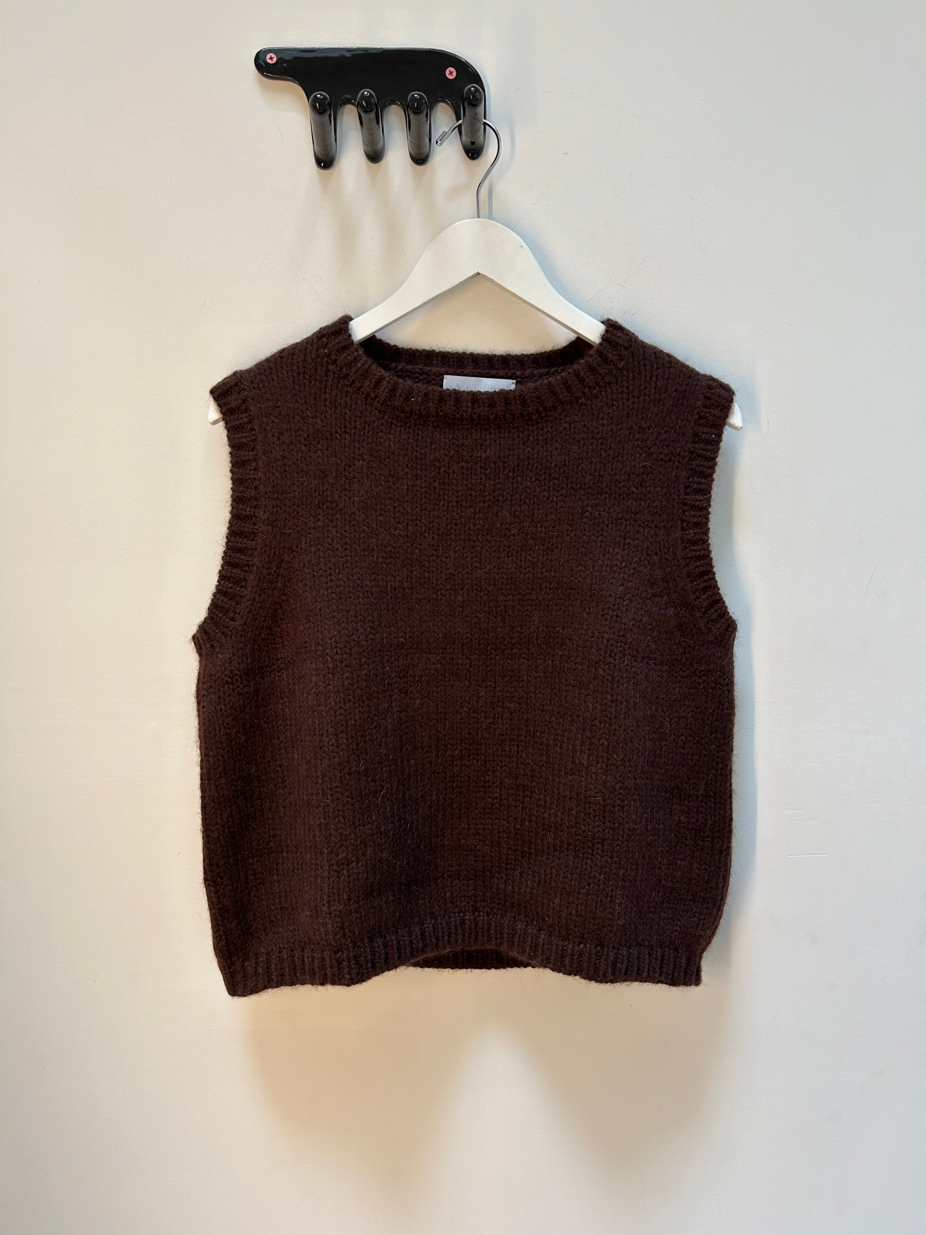 Sabine Alpaca Sweater Vest - Chocolate, view 5