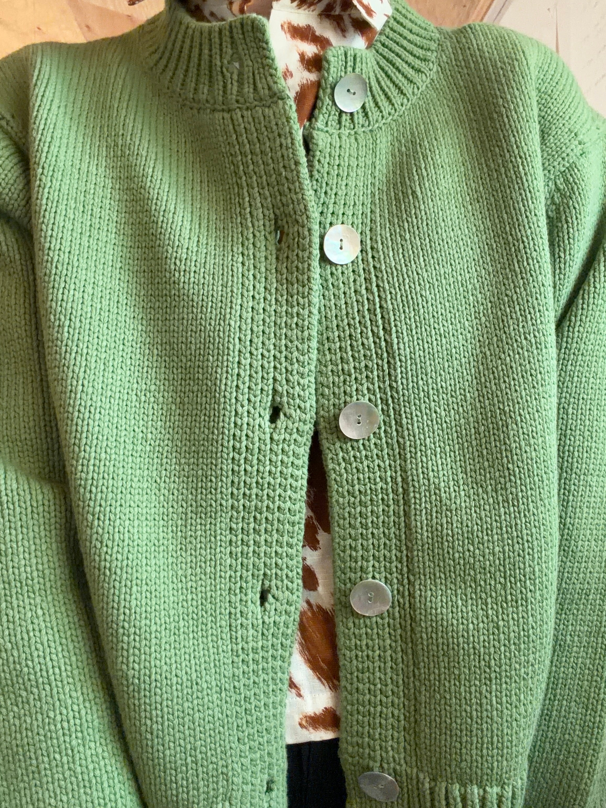 Shiloh Cotton Cardigan - Grasshopper