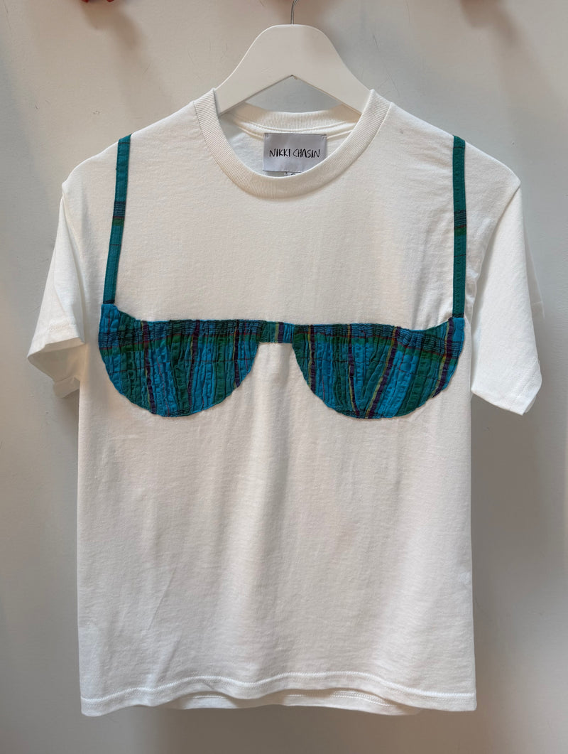 Florida Woman Appliqué T - White/Blue Madras
