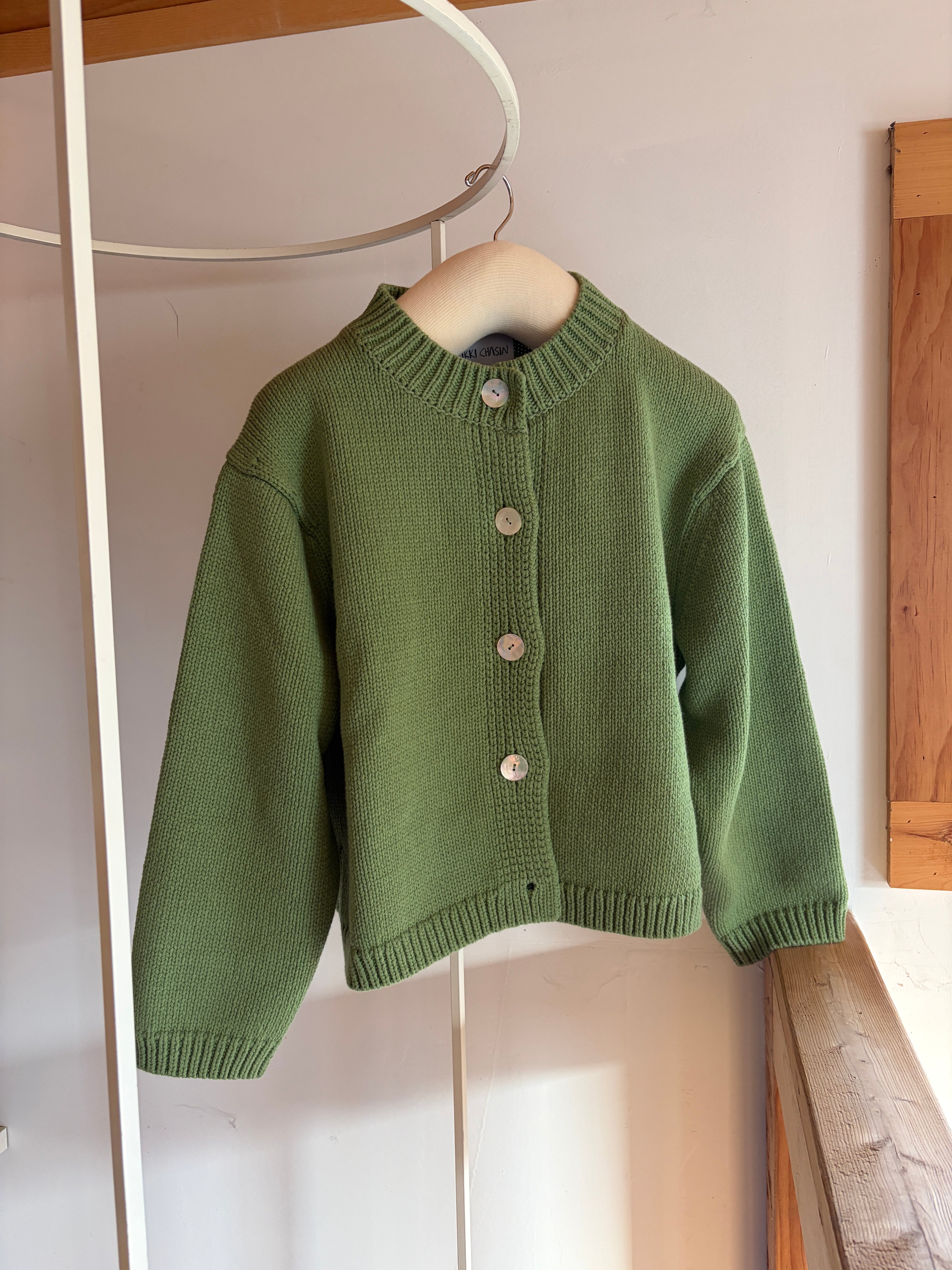 Shiloh Cotton Cardigan - Grasshopper