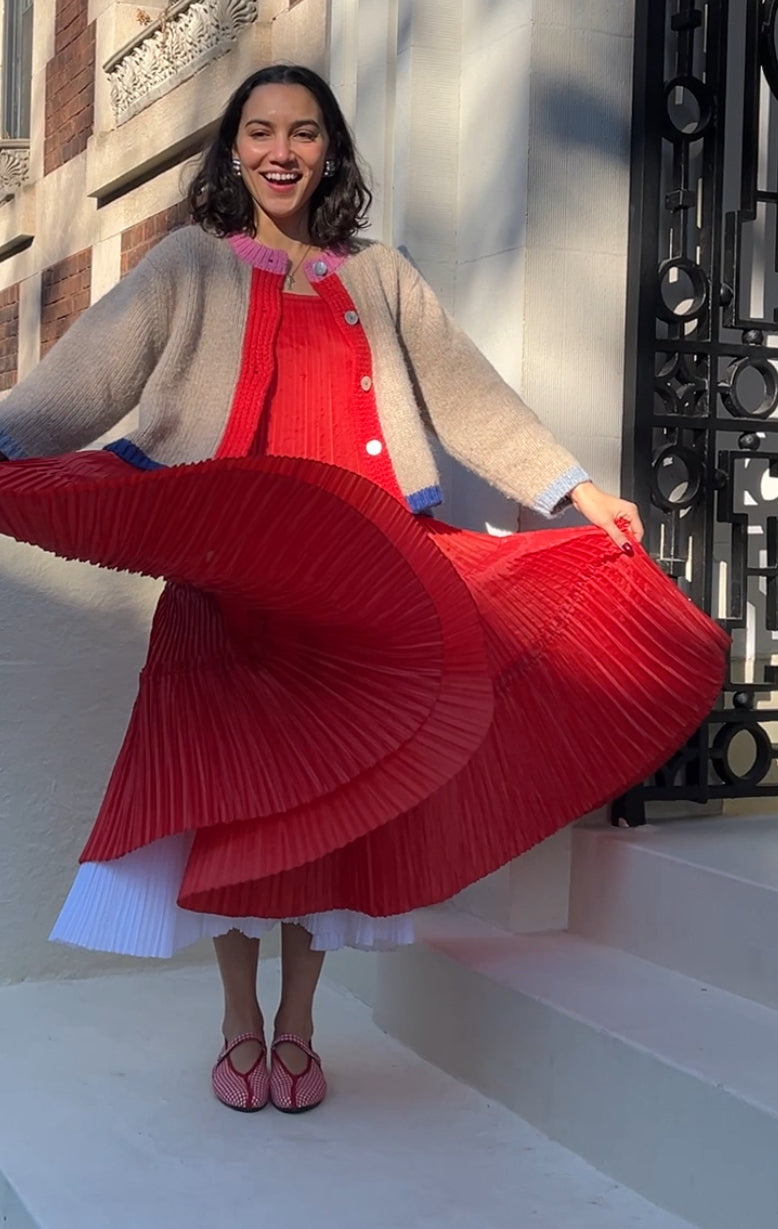 Octave Dress - Ivory/Red
