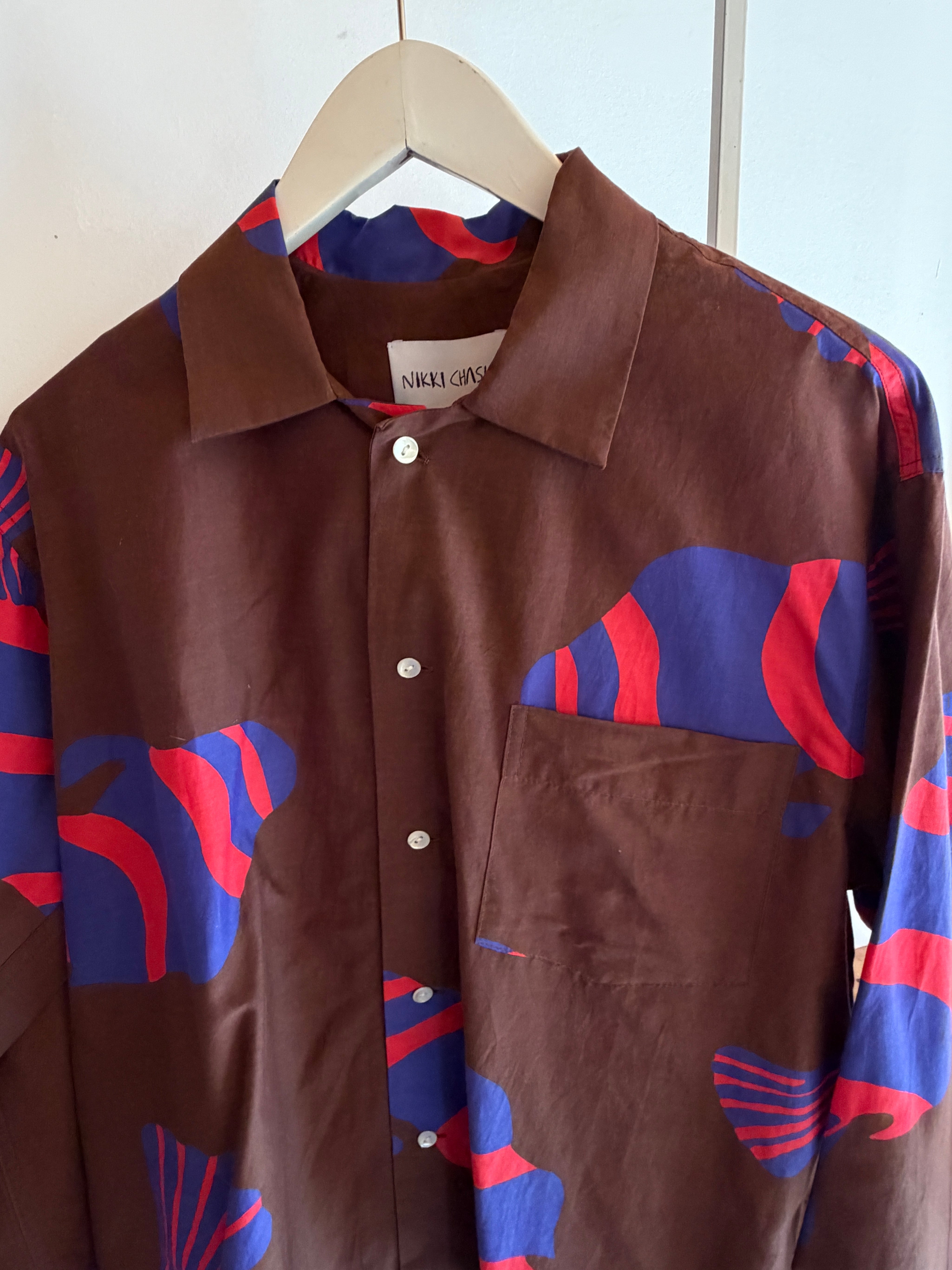 Homer Buttondown Cotton/Silk - Chocolate Fish