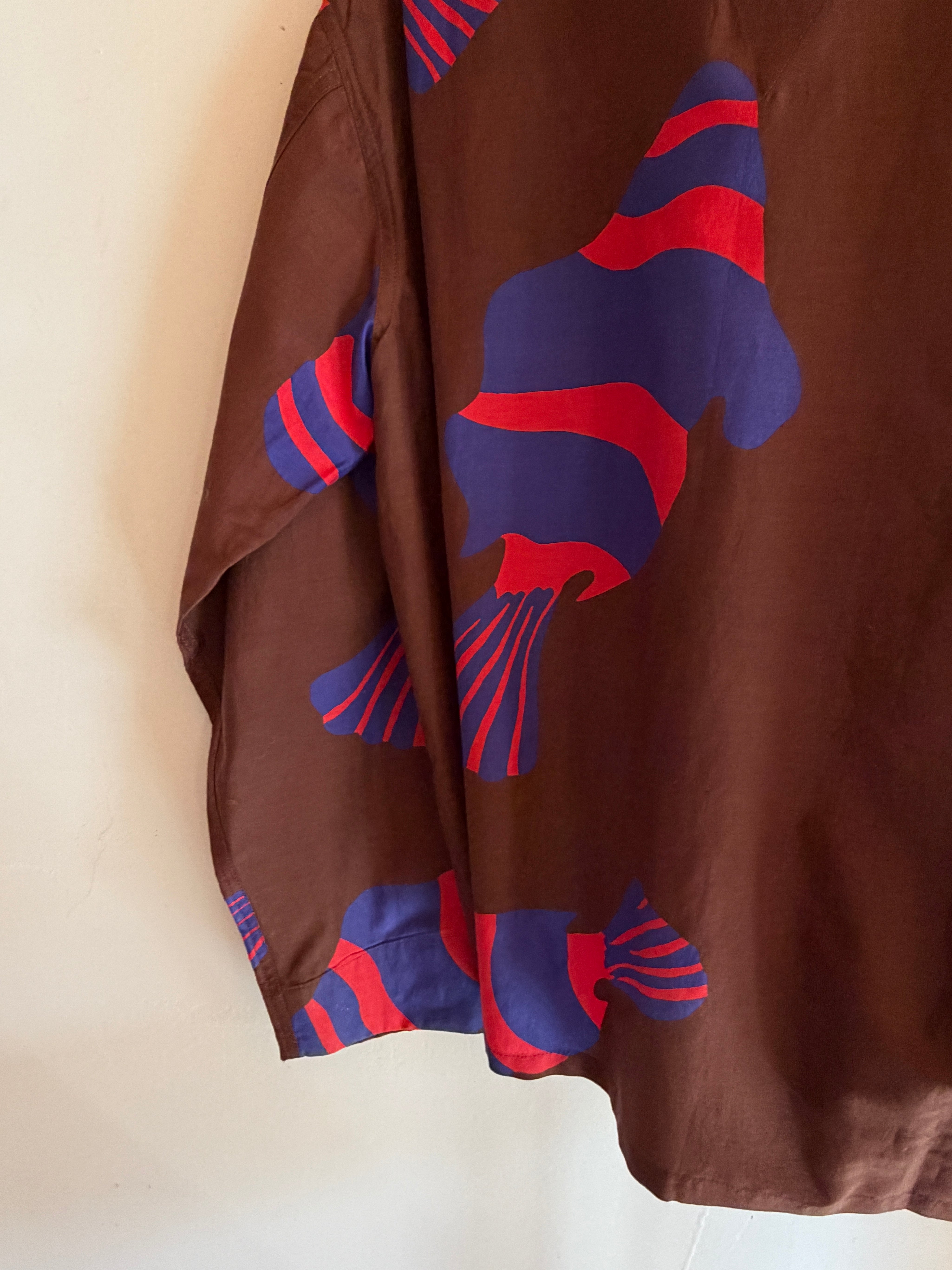 Homer Buttondown Cotton/Silk - Chocolate Fish