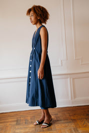 Sleeveless Baroness  Dress - Navy