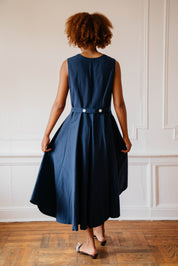 Sleeveless Baroness  Dress - Navy