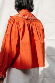 Dolly Embroidered Top - Persimmon/Vanilla
