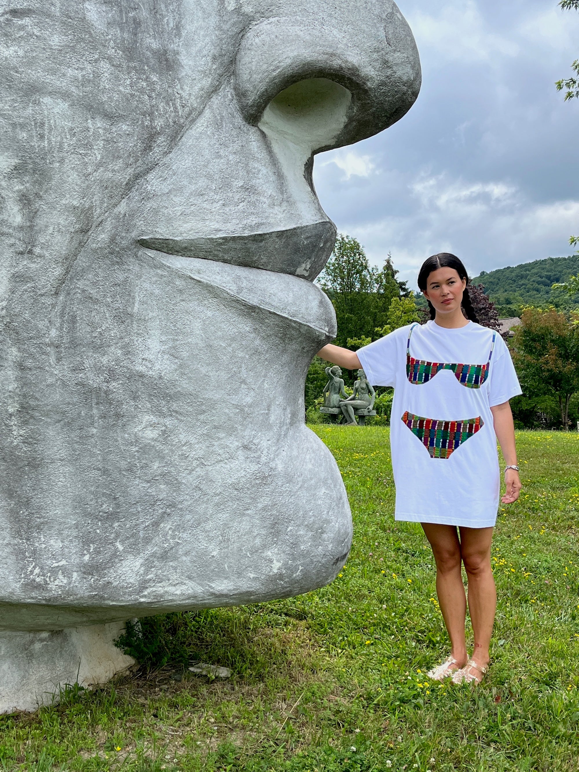 Florida Woman Appliqué Dress - Rainbow Grid