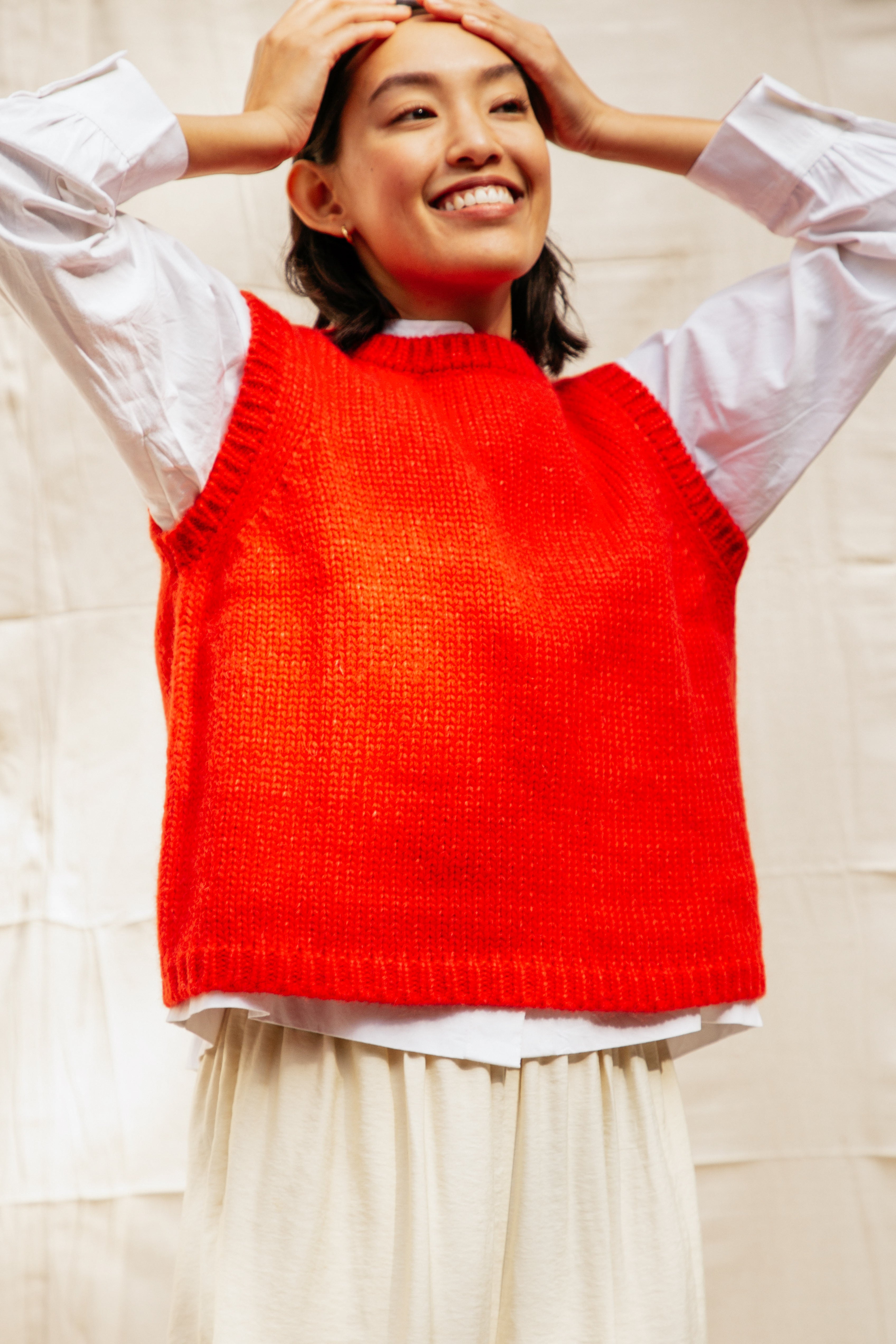 Sabine Alpaca Sweater Vest- Habanero