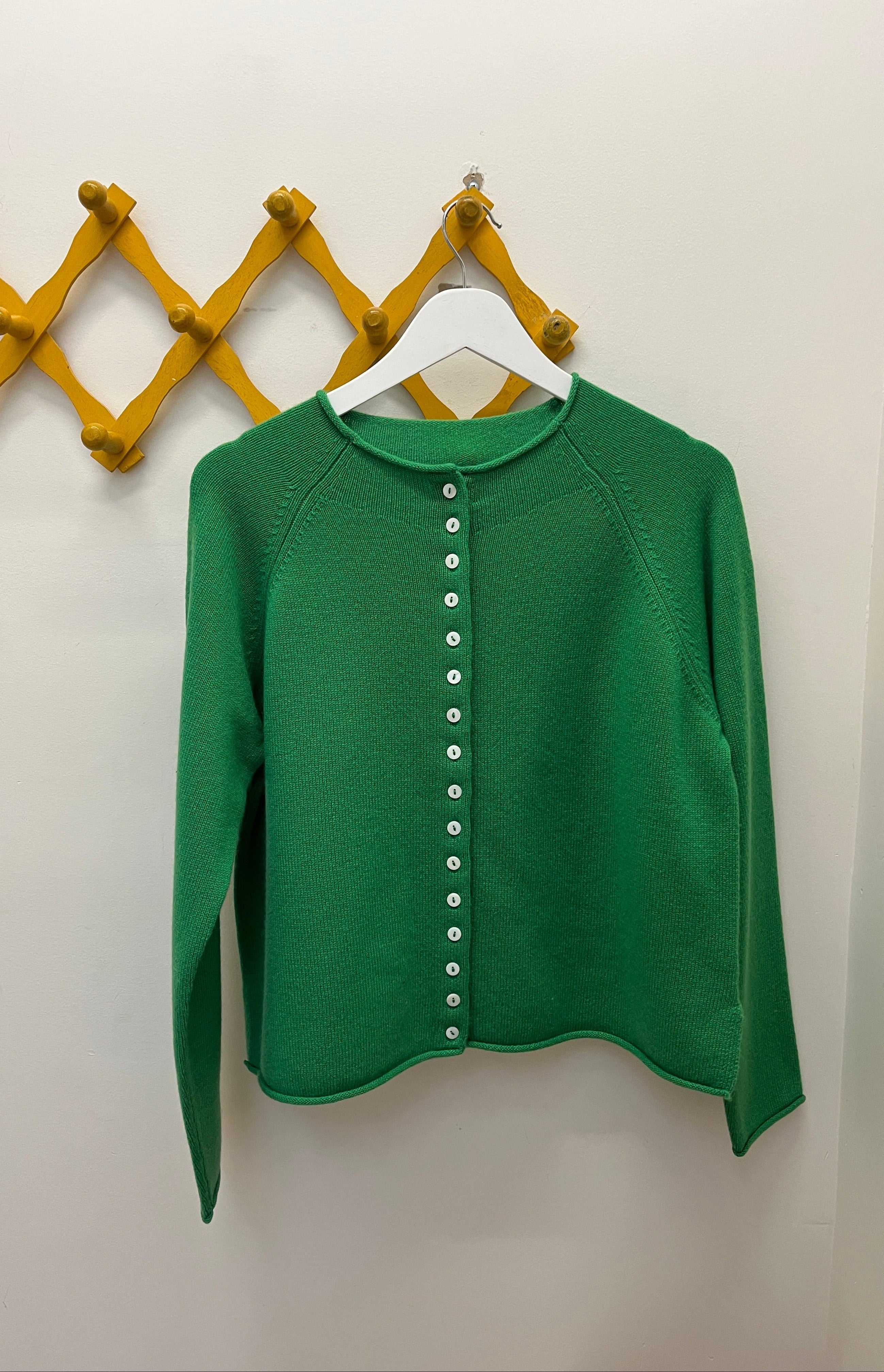 Ida Rollneck Cashmere/Merino Cardigan - Clover