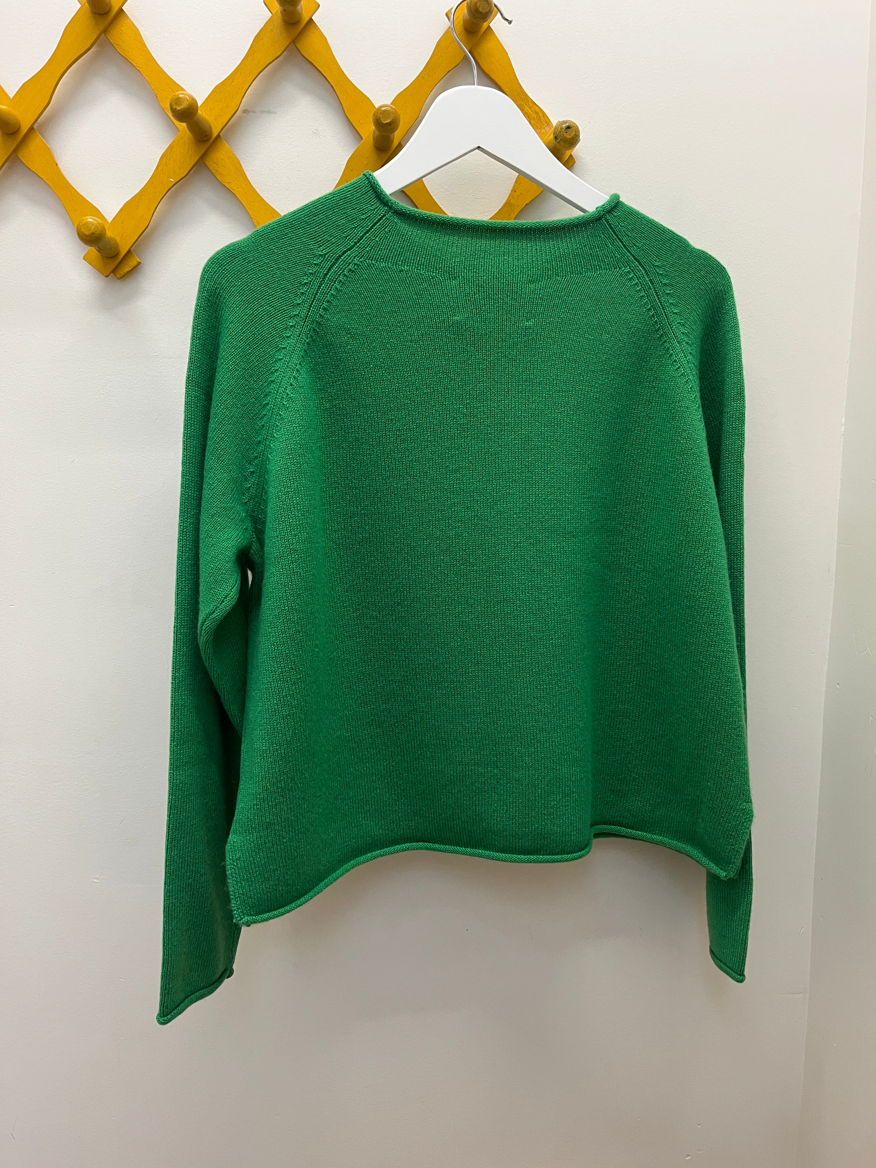Ida Rollneck Cashmere/Merino Cardigan - Clover