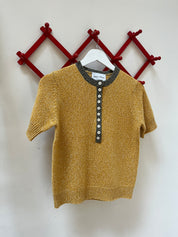 Cecilia Marl Cashmere Henley- Mustard/Dove