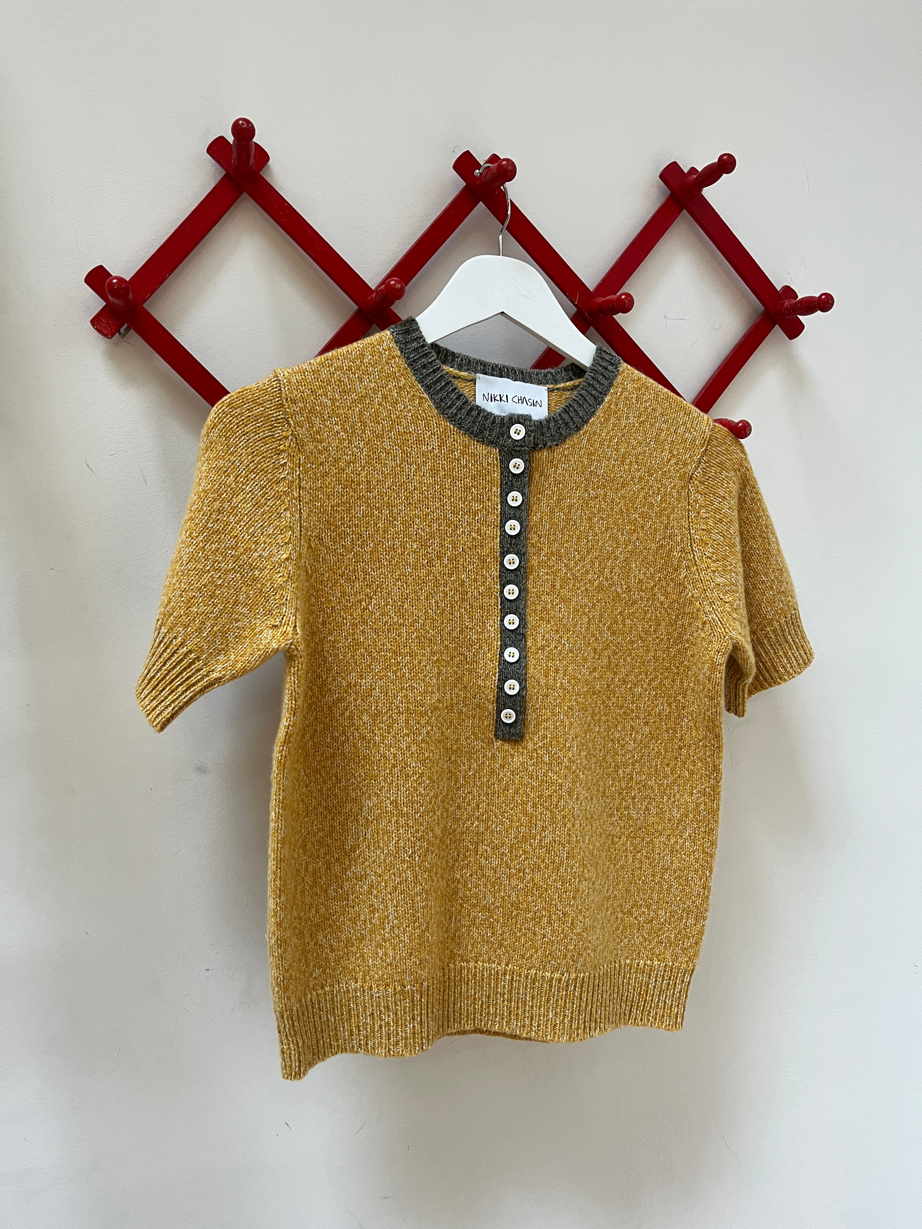 Cecilia Marl Cashmere Henley- Mustard/Dove