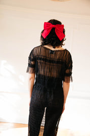 Selka Mesh Gather Dress - Black
