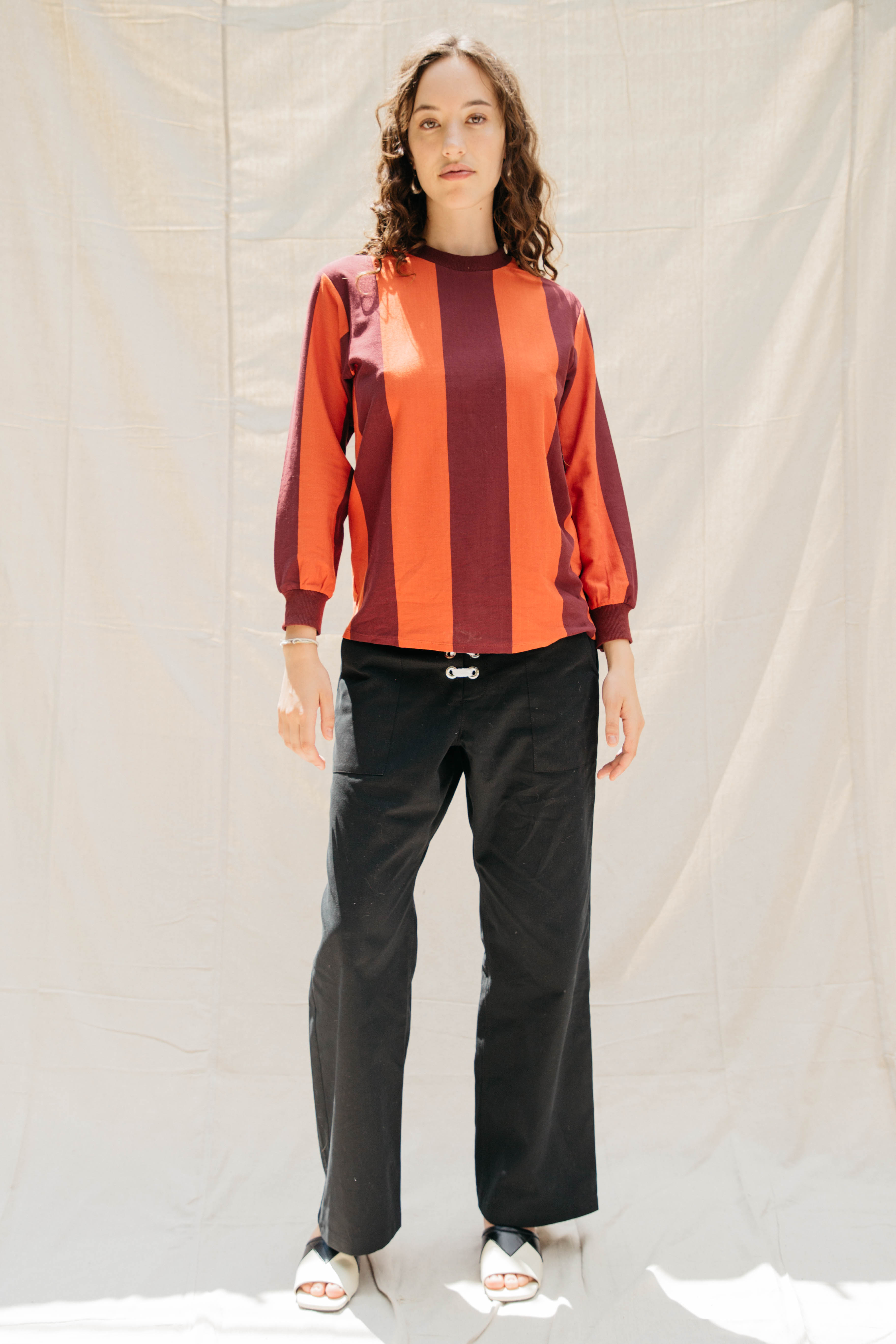 Copa Striped Long Sleeve T - Tomato/Wine
