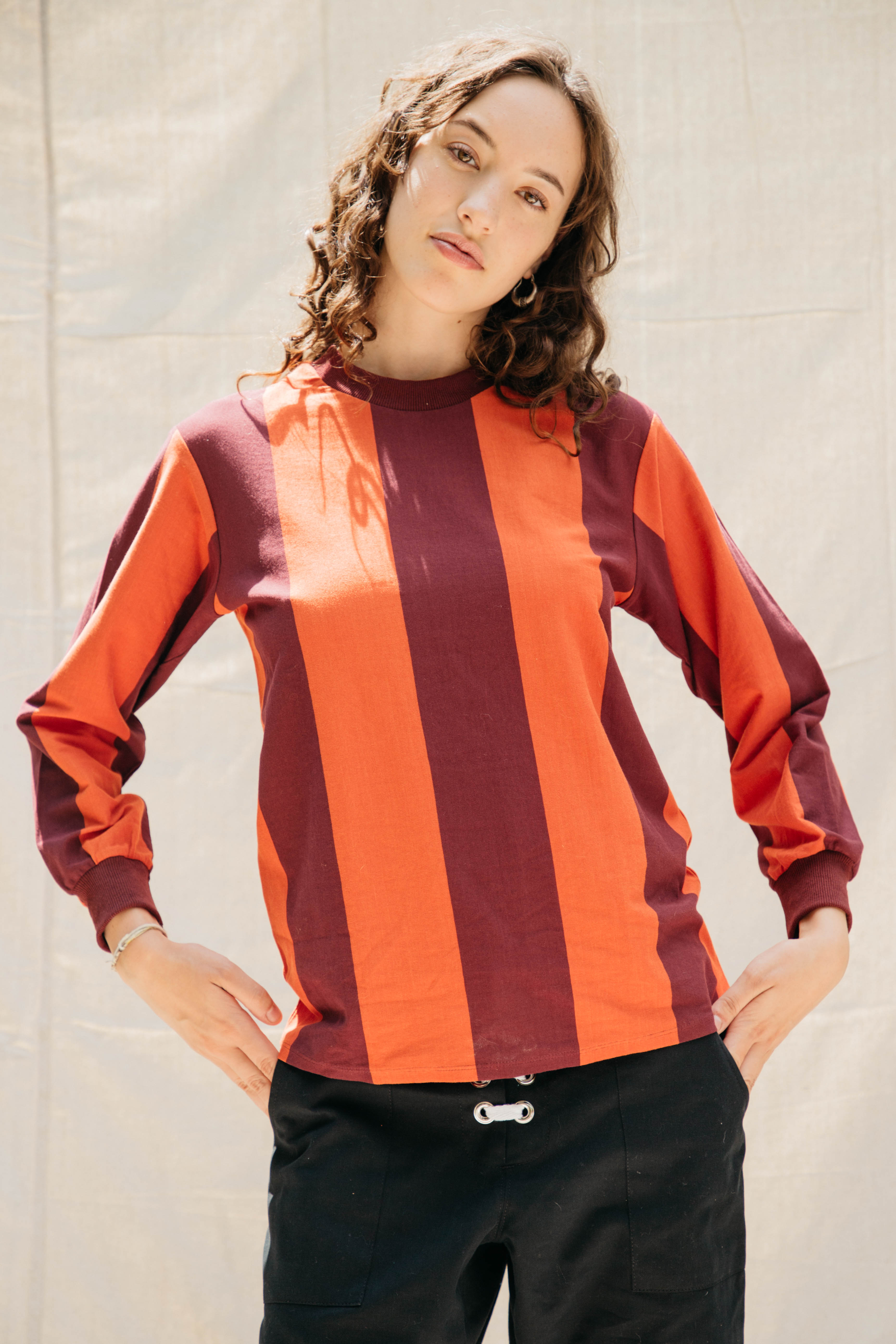 Copa Striped Long Sleeve T - Tomato/Wine