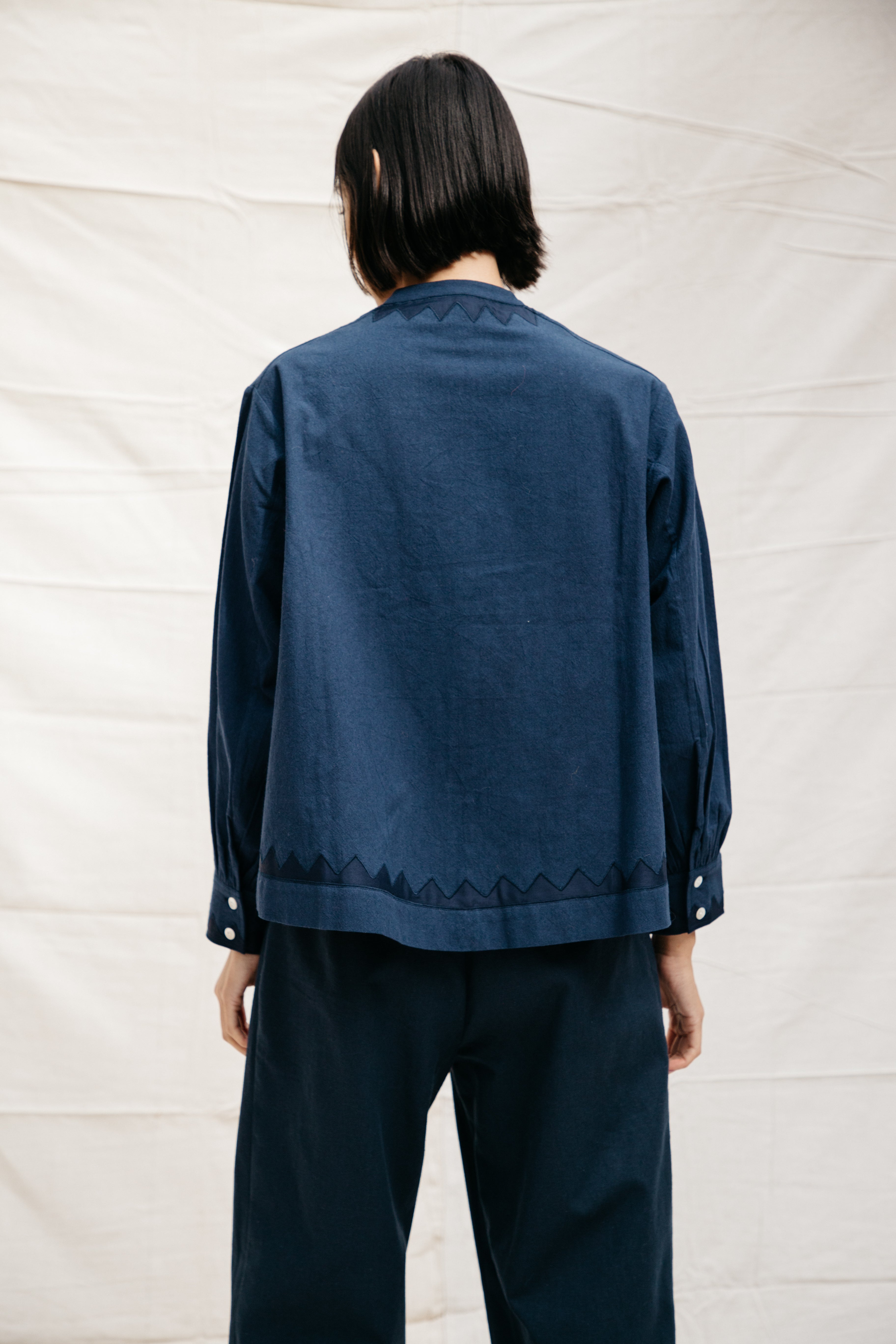 Alpha Buttondown- Zig Zag Appliqué - Navy
