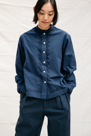 Alpha Buttondown- Zig Zag Appliqué - Navy