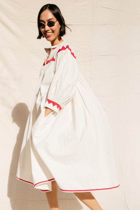 Twirling Dress Zig Zag Appliqué