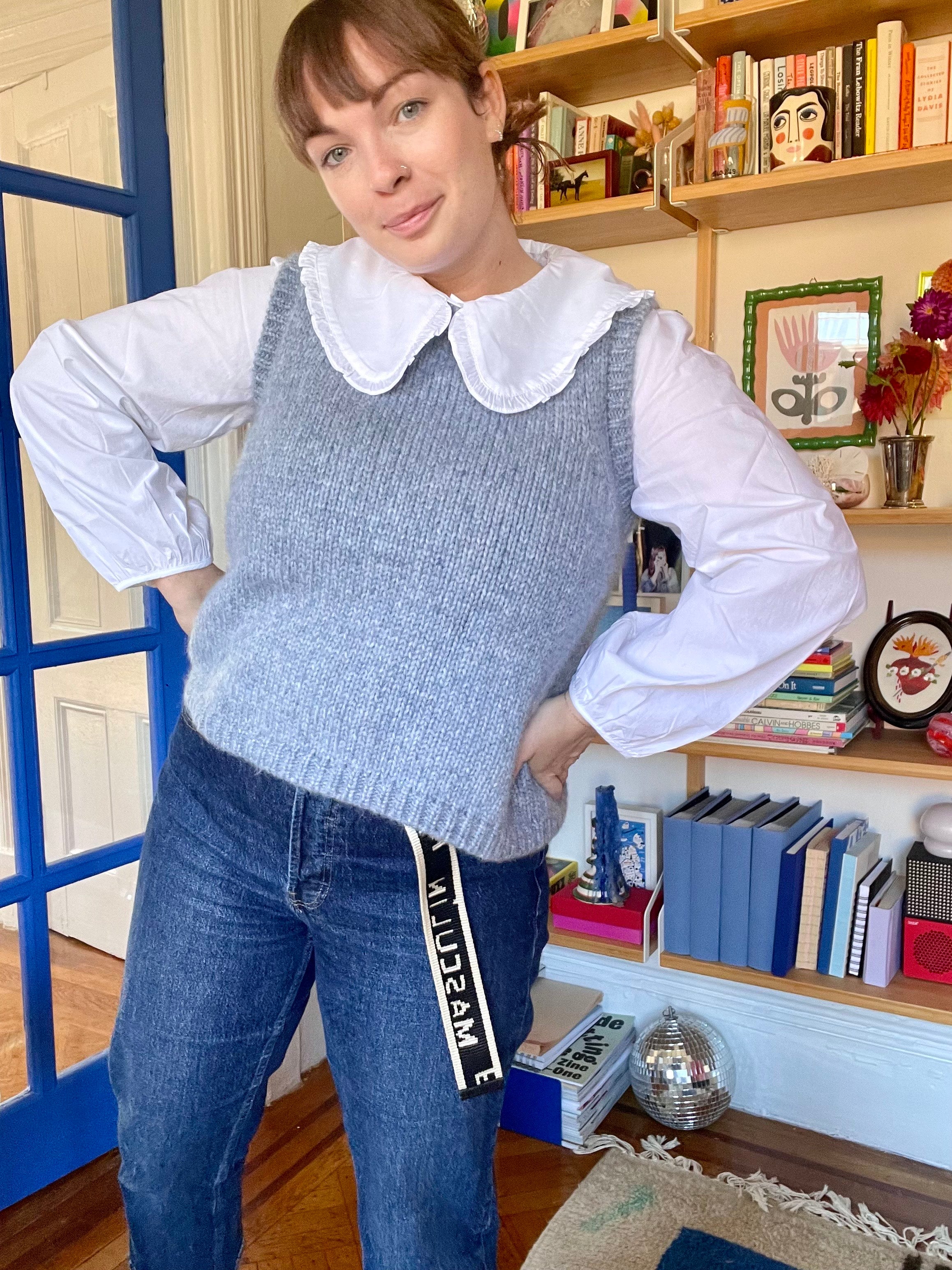 Sabine Alpaca Sweater Vest - Powder, view 5