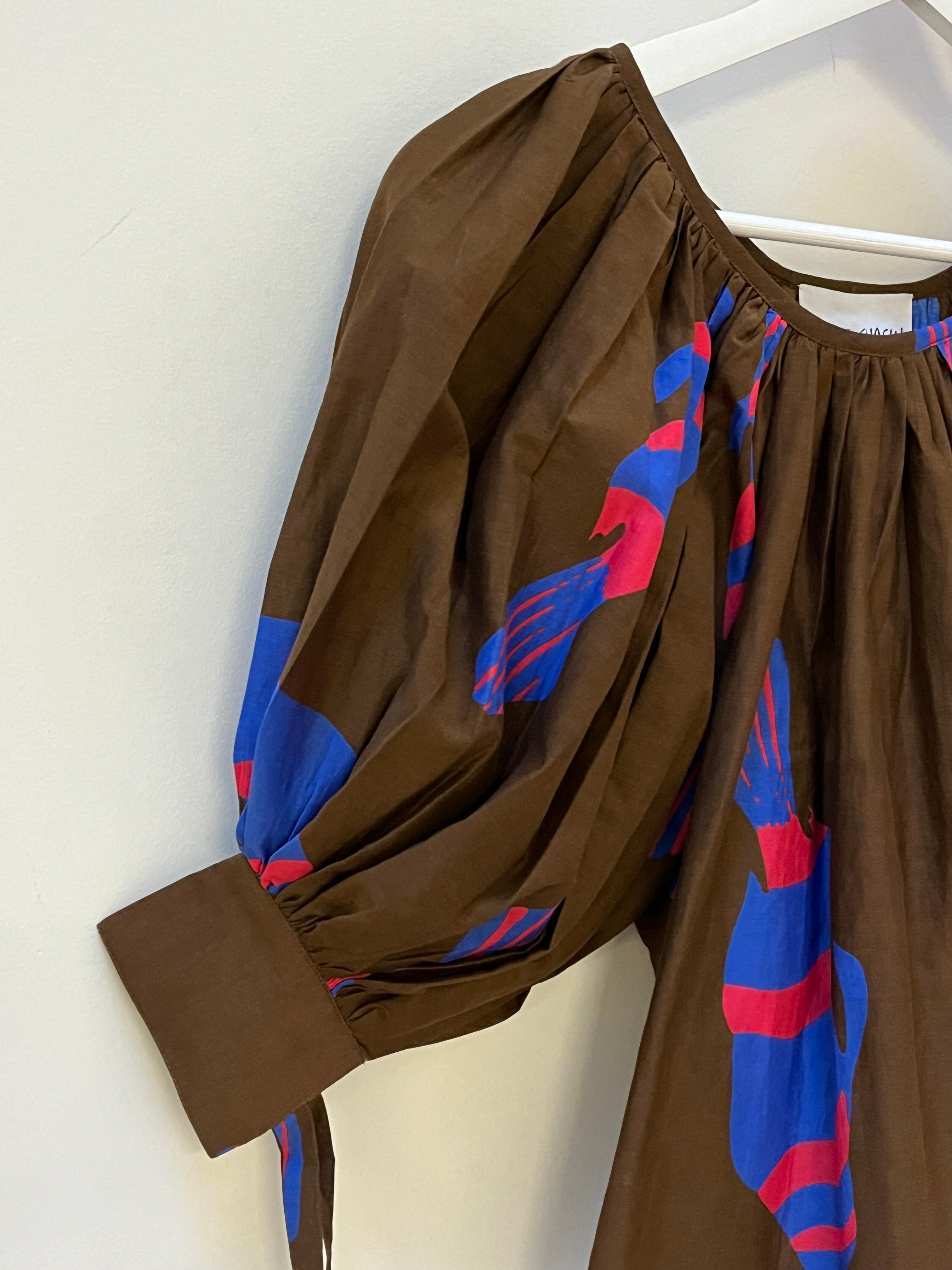 Juli Puff Sleeve Top - Chocolate Fish