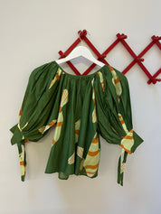 Juli Puff Sleeve Top - Green Fish