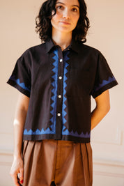 Zigzag Corso Buttondown Cotton -  Black/Cobalt