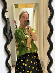 Juli Puff Sleeve Top - Green Fish