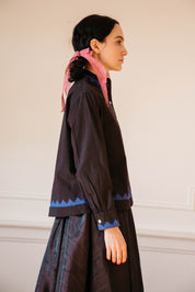 Alpha Buttondown Zig Zag Appliqué - Black/Cobalt