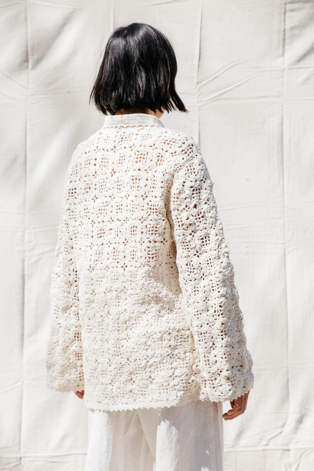 Flora Hand Crochet Cardigan- Ivory