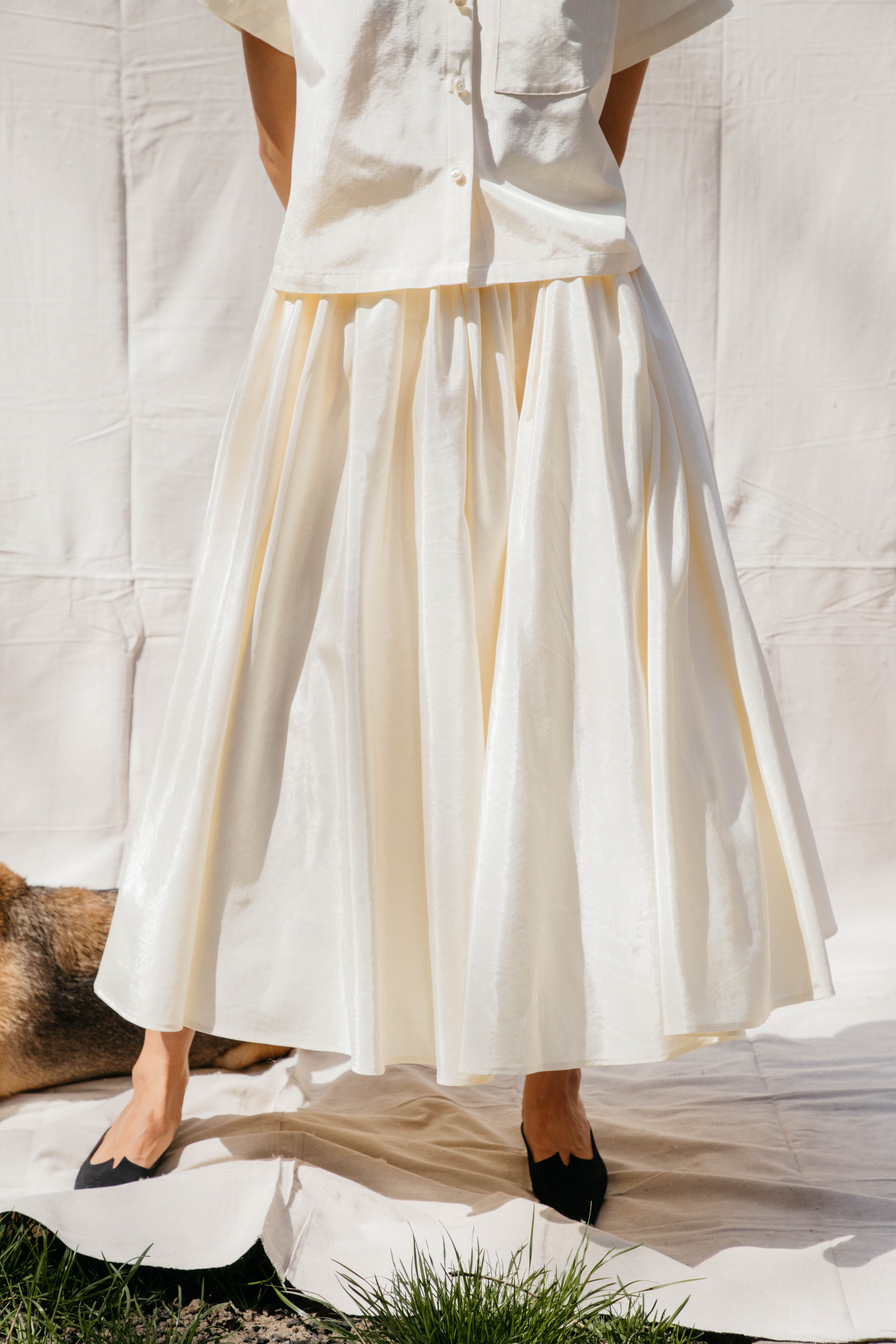 Puff Skirt, Ivory Moire