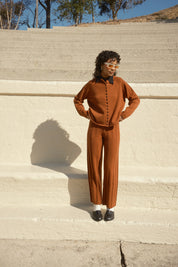Iggy Ribbed Pants - Sepia