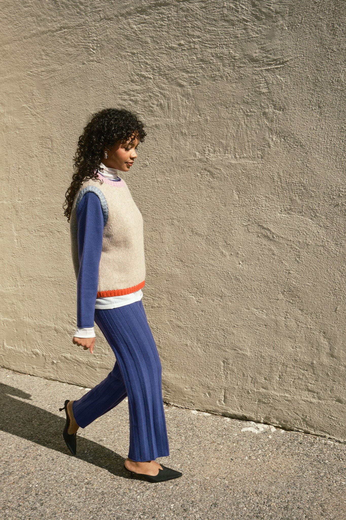 Sabine Alpaca Sweater Vest- Oatmeal Colorblock