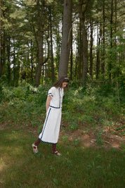 Alma Skirt Zig Zag Appliqué -  Ivory/ Navy